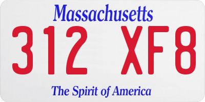 MA license plate 312XF8