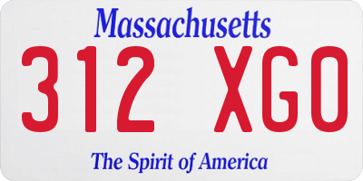 MA license plate 312XG0