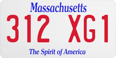 MA license plate 312XG1