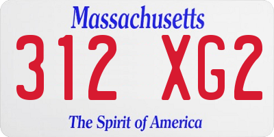 MA license plate 312XG2