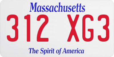 MA license plate 312XG3