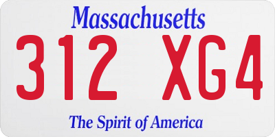 MA license plate 312XG4
