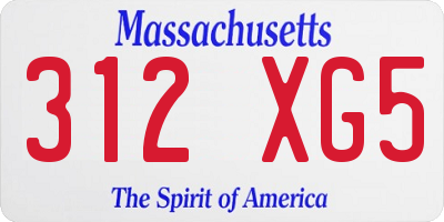 MA license plate 312XG5