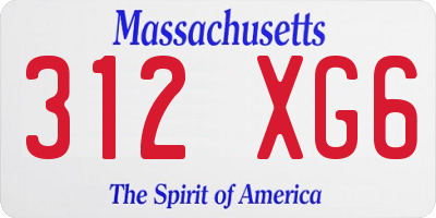 MA license plate 312XG6