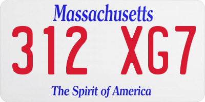 MA license plate 312XG7