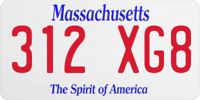MA license plate 312XG8