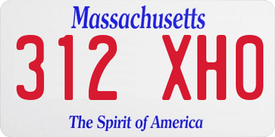MA license plate 312XH0