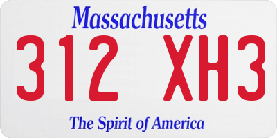 MA license plate 312XH3