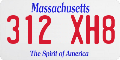 MA license plate 312XH8