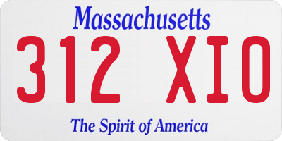 MA license plate 312XI0