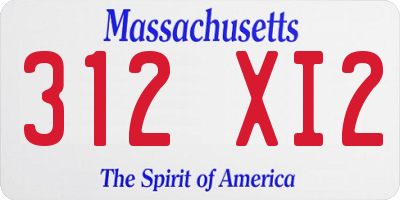 MA license plate 312XI2