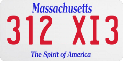 MA license plate 312XI3