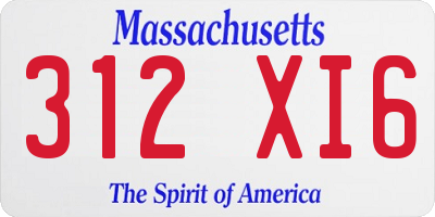 MA license plate 312XI6