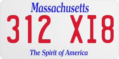 MA license plate 312XI8