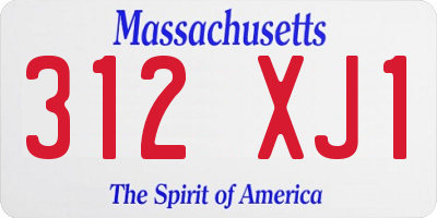 MA license plate 312XJ1
