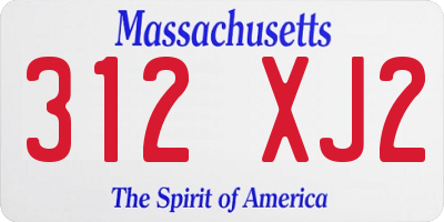 MA license plate 312XJ2