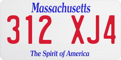 MA license plate 312XJ4