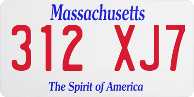 MA license plate 312XJ7