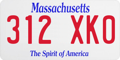 MA license plate 312XK0
