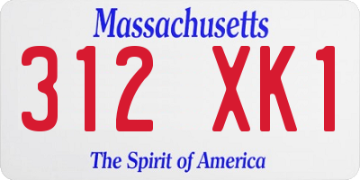 MA license plate 312XK1
