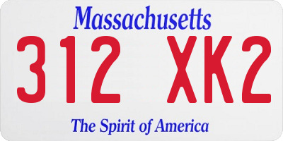 MA license plate 312XK2