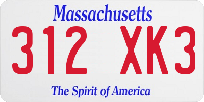 MA license plate 312XK3