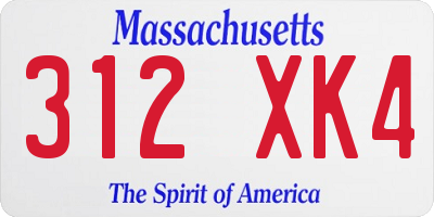 MA license plate 312XK4