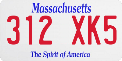 MA license plate 312XK5