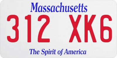 MA license plate 312XK6