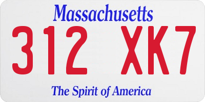 MA license plate 312XK7