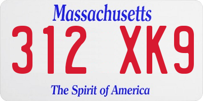 MA license plate 312XK9