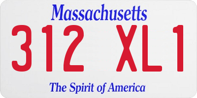 MA license plate 312XL1