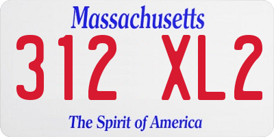 MA license plate 312XL2