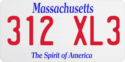 MA license plate 312XL3
