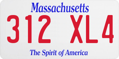 MA license plate 312XL4