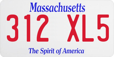 MA license plate 312XL5