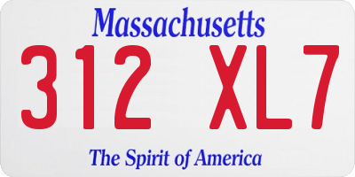 MA license plate 312XL7