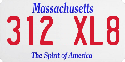 MA license plate 312XL8