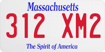 MA license plate 312XM2