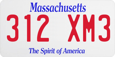 MA license plate 312XM3