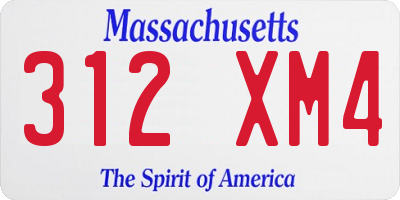 MA license plate 312XM4