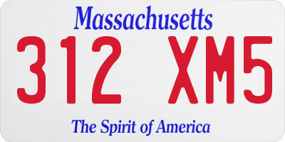 MA license plate 312XM5