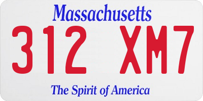 MA license plate 312XM7