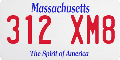 MA license plate 312XM8