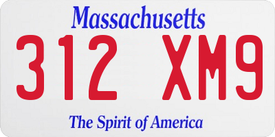 MA license plate 312XM9