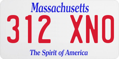 MA license plate 312XN0