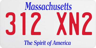 MA license plate 312XN2
