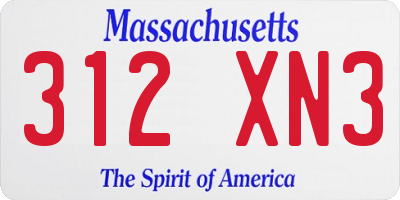 MA license plate 312XN3