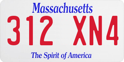 MA license plate 312XN4