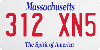 MA license plate 312XN5